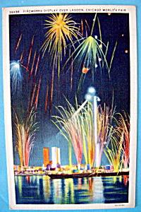 1933 Century Of Progress, Fireworks Display Postcard