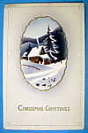 Click to view larger image of Christmas Greetings Postcard with House Covered in Snow (Image1)