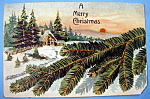 A Merry Christmas Postcard with Home Covered in Snow