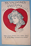 St. Valentines Greeting Postcard with Woman & Heart