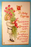 Click to view larger image of Birthday Children Postcard (Child Holding Bouquet) (Image3)