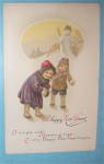 Click to view larger image of Happy New Year Postcard with Children & Snowman (Image2)
