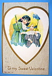 To My Sweet Valentine Postcard with Two Girls in Heart