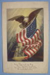 Click here to enlarge image and see more about item 13159: Eagle On The American Flag Postcard
