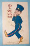 Soldier Marching While Winking Postcard