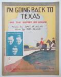 1916 I'm Going Back To Texas Sheet Music Cowboy Theme