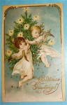 Christmas Greetings Postcard With Two Angels