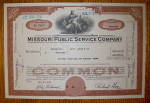Click to view larger image of 1975 Missouri Public Service Company Stock Certificate (Image2)
