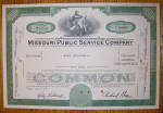 Click to view larger image of 1973 Missouri Public Service Company Stock Certificate (Image2)