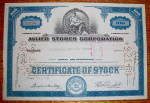Click to view larger image of 1960 Allied Stores Corporation Stock Certificate (Image1)