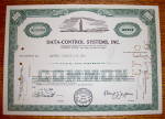 Click to view larger image of 1966 Data-Control Systems Inc. Stock Certificate (Image1)