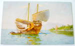 Click here to enlarge image and see more about item 18661: A Chinese Junk, At Hong Kong Postcard