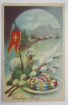 A Sheep Standing By Flag With Cross On It Postcard