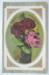 Click here to enlarge image and see more about item 19126: Red And Pink Roses Postcard (Loving Thoughts)