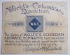 Click to view larger image of 1893 Columbian Exposition Wolfe's Schnapps Trade Card (Image2)