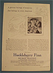 Vintage Ad: 1939 Movie Ad For Huckleberry Finn
