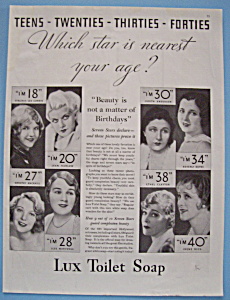 Vintage Ad: 1932 Lux Toilet Soap w/ Harlow, Rich & More (Image1)