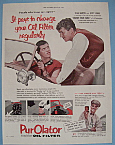 Vintage Ad: 1953 Purolator Oil Filter W/martin & Lewis