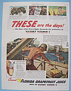 WW II Era 1944 Florida Grapefruit Juice Patriotic Ad    (Image1)
