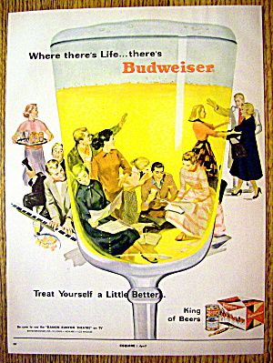 1956 Budweiser Beer With Group Of People Partying