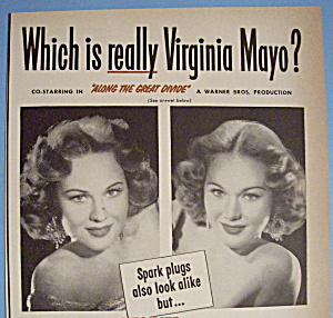 Vintage Ad:1951 Auto - Lite Spark Plugs w/Virginia Mayo (Image1)