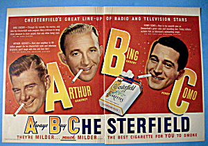 Vintage Ad: 1949 Chesterfield W/ Crosby, Como & Godfrey