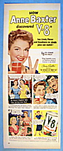 Vintage Ad: 1952 V 8 Vegetable Juice With Anne Baxter