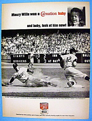 1966 Carnation Evaporated Milk With Maury Wills