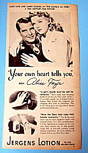 Vintage Ad: 1943 Jergens Lotion W/ Alice Faye