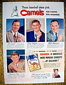 Vintage Ad: 1952 Camel Cigarettes w/ Lopat, Wynn & Roe (Image1)