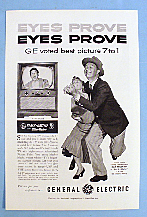 1953 General Electric Black Daylite Tv With Ray Milland