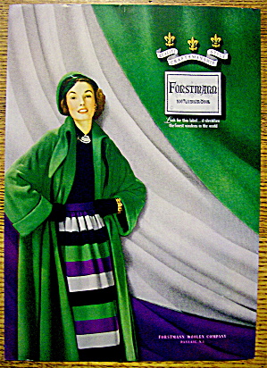 1948 Forstmann Wool W/ Woman In Green Jacket