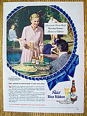 1948 Pabst Blue Ribbon Beer With Miss Joan Fontaine