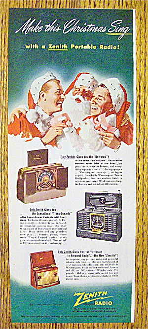 1948 Zenith Radio With Two Men With Santa Claus