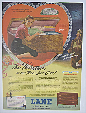 1944 Lane Cedar Hope Chest With Woman Sitting By Chest