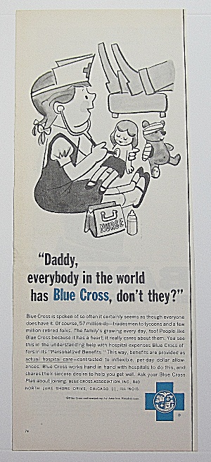 1962 Blue Cross With Girl Playing Nurse With Her Doll