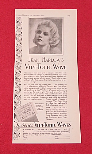 1932 Jean Harlow's Vita Tonic Wave W/ Jean Harlow