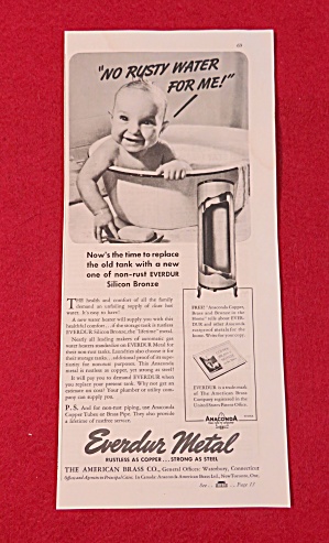 1937 Everdur Metal With Baby In A Metal Tub