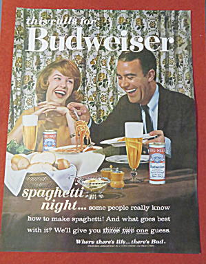 1962 Budweiser Beer With Spaghetti Night