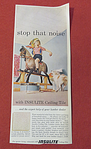 1959 Insulite Ceiling Tiles With Boy On Rocking Horse