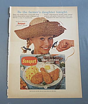 1965 Banquet Fried Chicken Dinner With Country Girl
