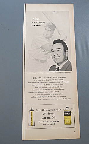 1956 Wildroot Cream Oil W/brooklyn Dodger's Duke Snider