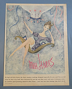 1961 Miss Hanes With Girl Floating In Hot Air Balloon