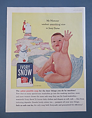 1956 Ivory Snow With Baby Sitting While Reaching Up
