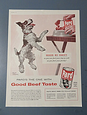 1954 Pard Swift's Dog Food With Dog Begging For Food