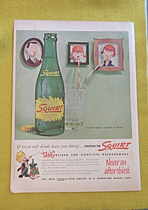 1956 Squirt Soda With Pictures Of Family With Straws