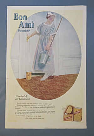 1920 Bon Ami Powder With Woman Carrying Bucket & Mop