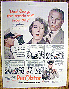 Vintage Ad: 1952 Purolator Oil Filter W/ Burns & Allen