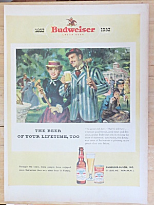 1952 Budweiser Beer w/Woman Speaking with a Man (Image1)