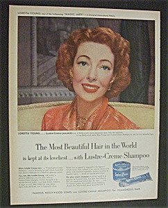 Vintage Ad: 1952 Lustre Creme Shampoo W/ Loretta Young